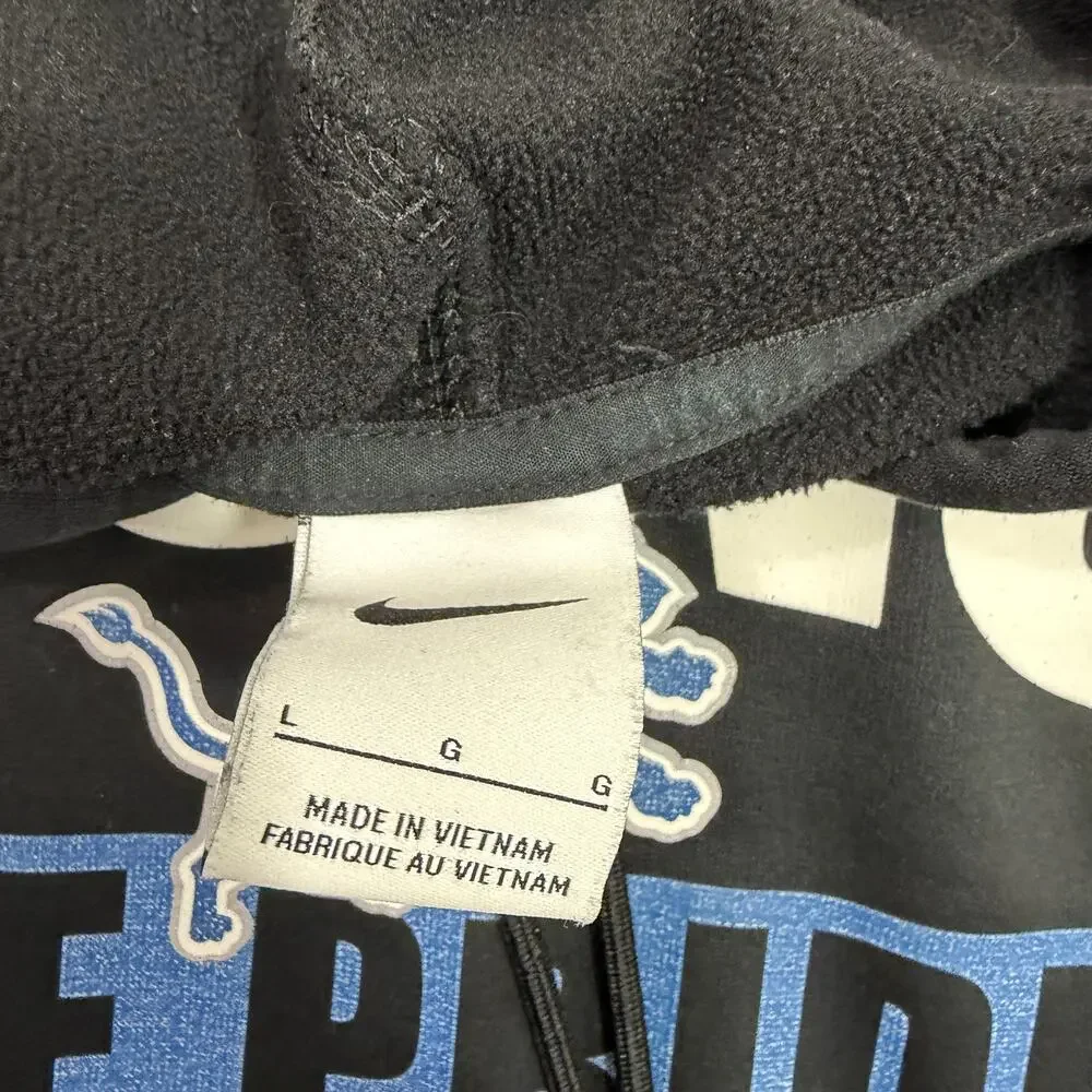 Nike Detroit Lions Hoodie Men's Large Black Blue Pullover Sweatshirt Football